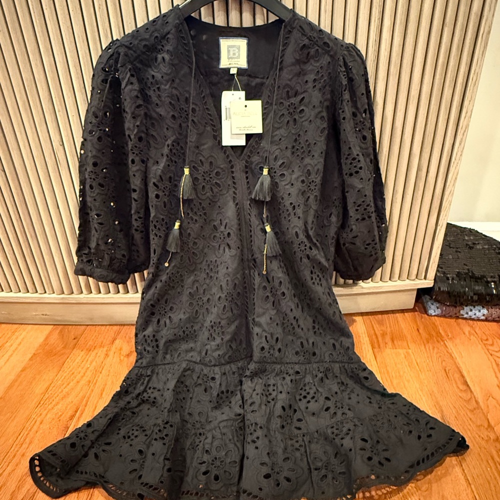 Elegant Black Eyelet Dress